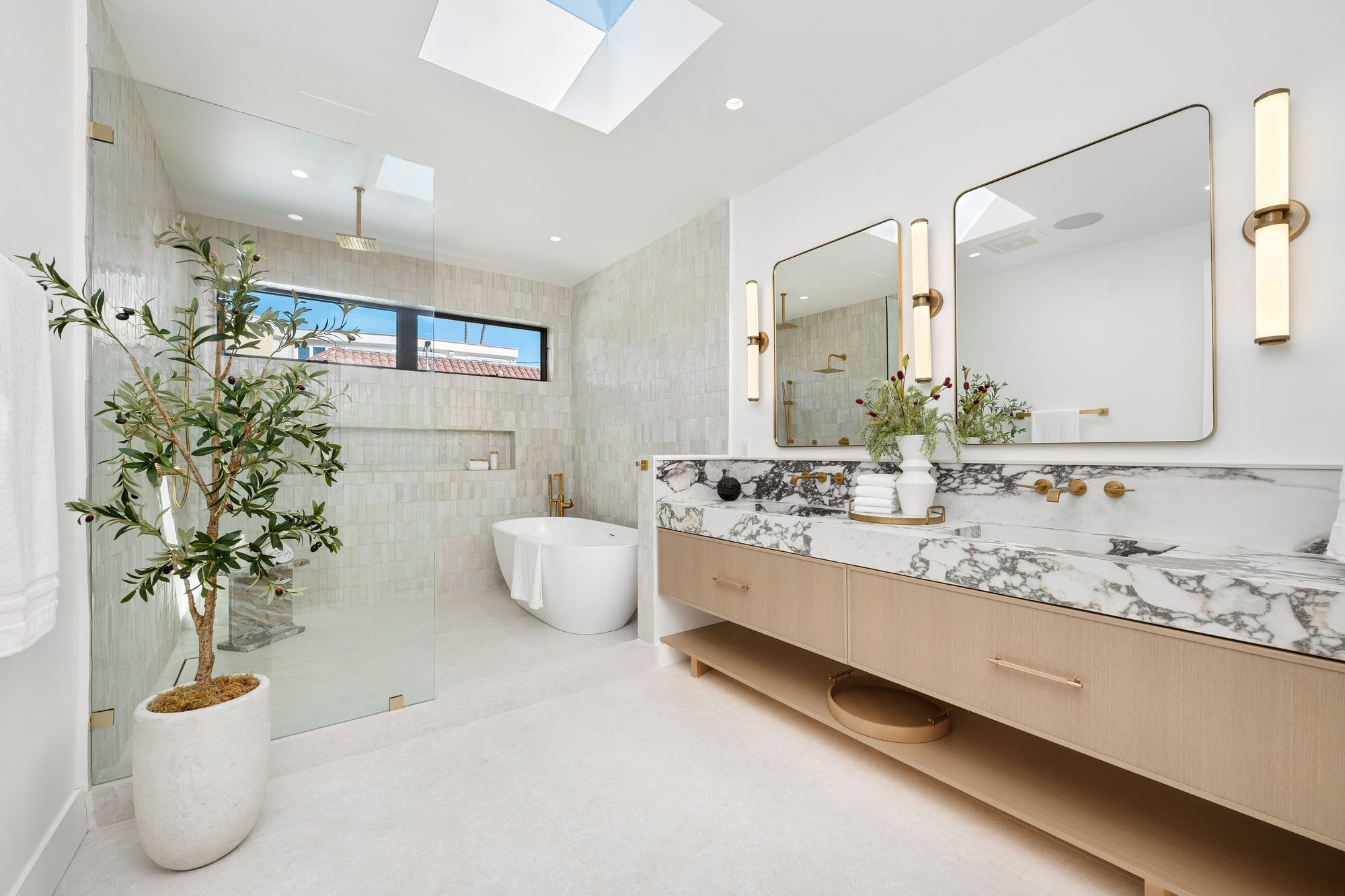 Bathroom remodel with skylight