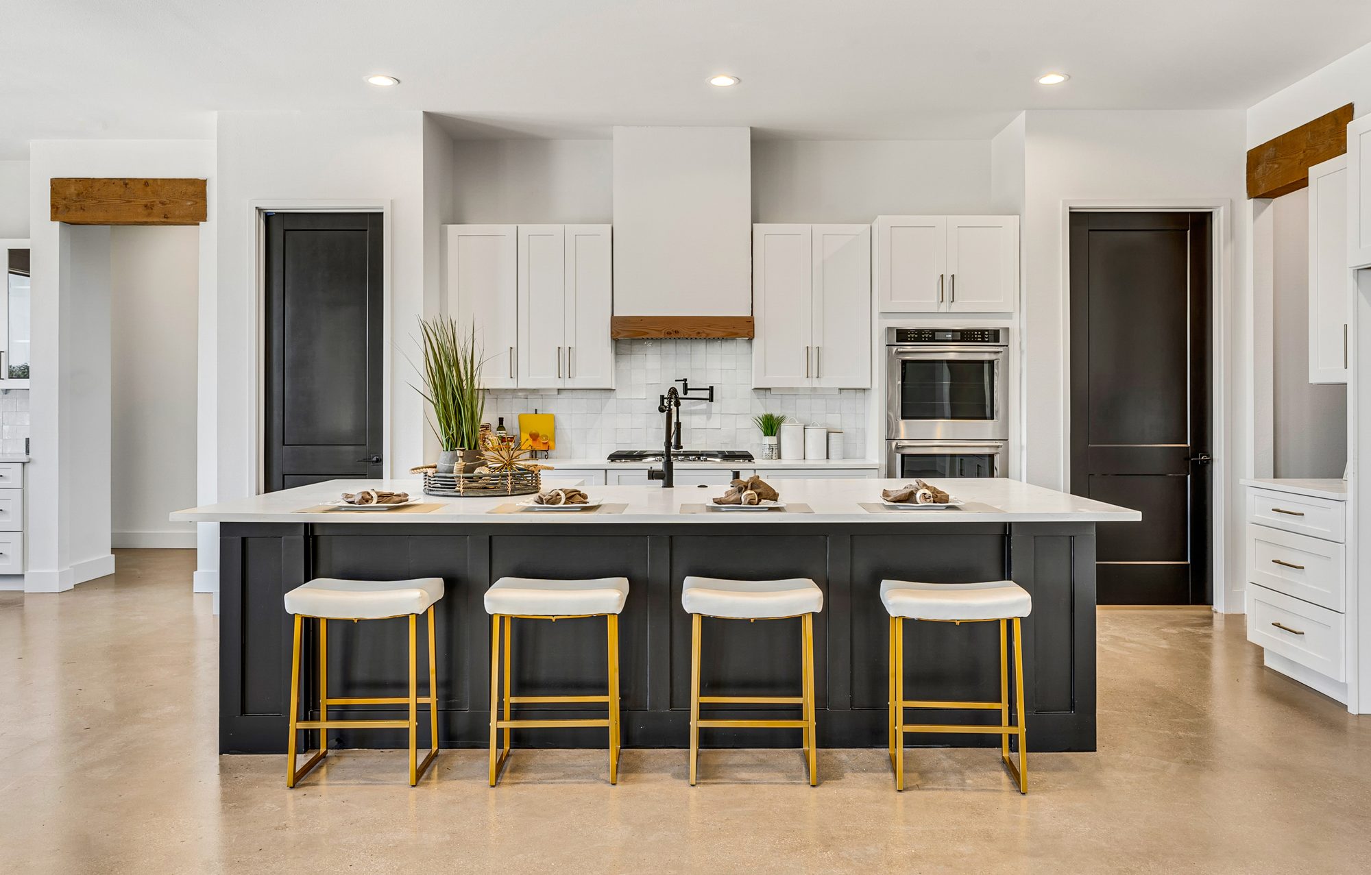 Kitchen with dark island